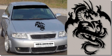 aufkleber decal motorhaube drache herz