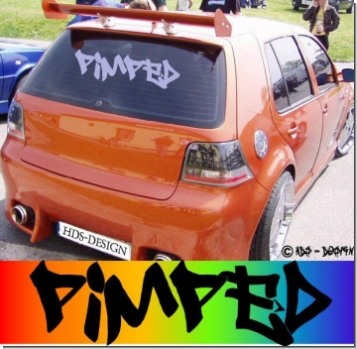 auto aufkleber text pimped graffiti