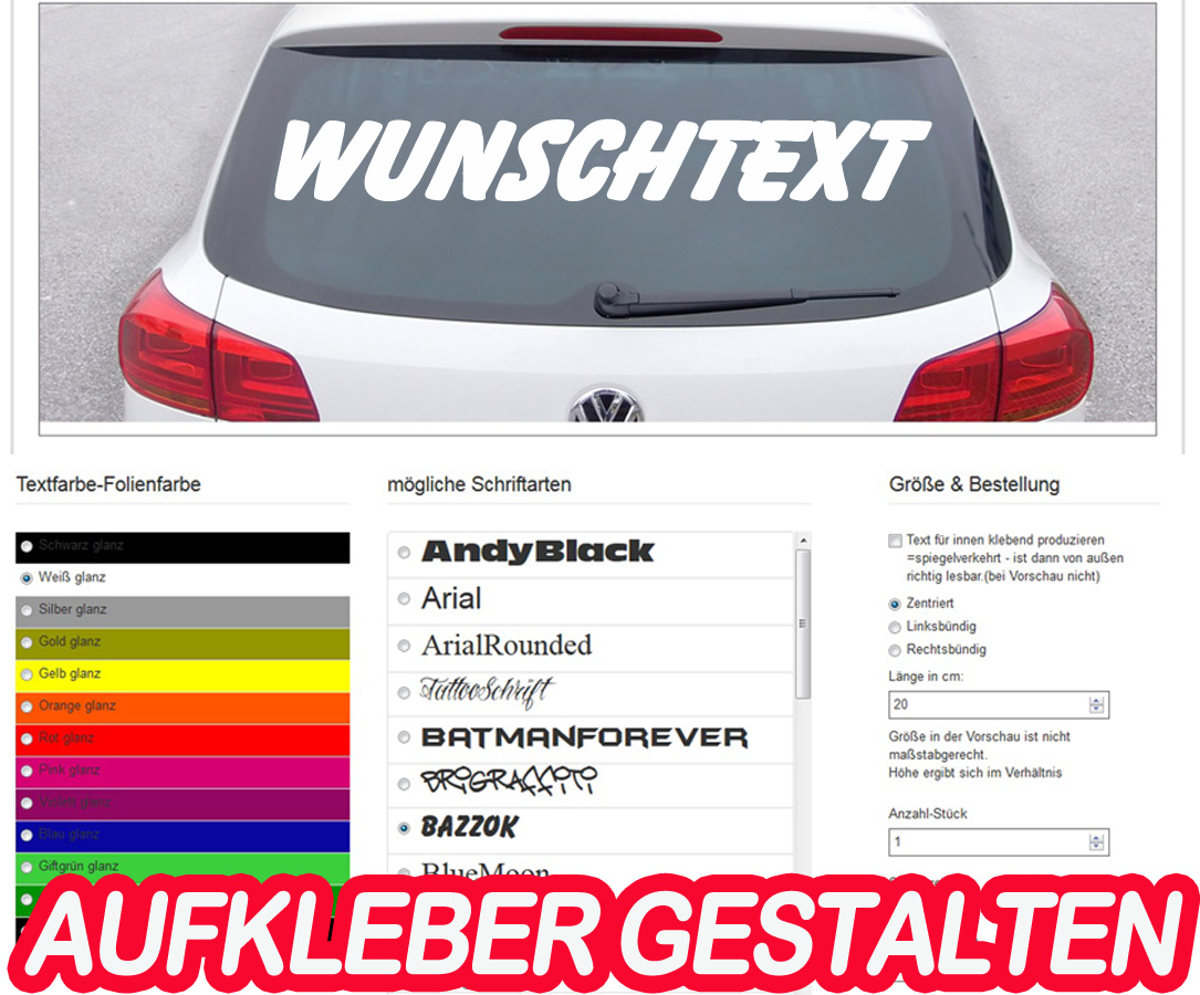 AUFKLEBER DRUCKEN LASSEN Text Autoaufkleber selber gestalten  Klebebuchstaben Wunsch Sticker Custom Decal Vinyl für Auto Motorrad  -   Österreich
