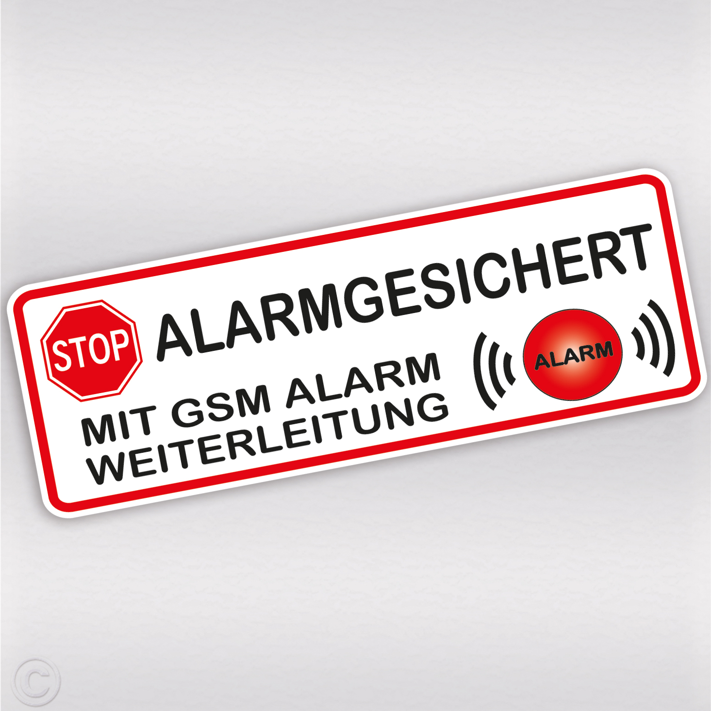 Aufkleber alarmgesichert mit GSM Alarm Hinweis für Haus und Wohnung